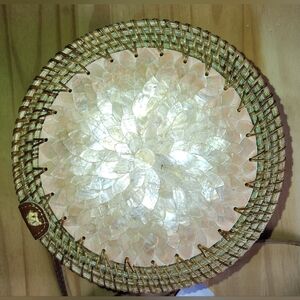 Woven Shell Accent Round Bag